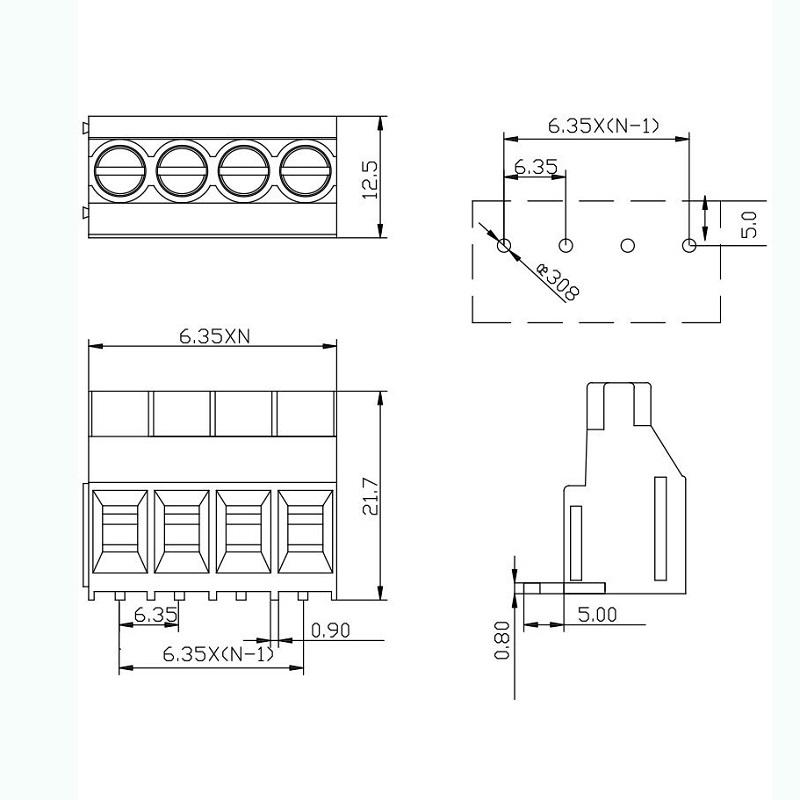 5 pin terminal block connector